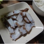 Calamars crus coupés fins avec sauce un régal
